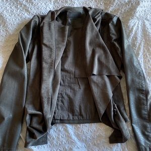 Gray leather and suede jacket